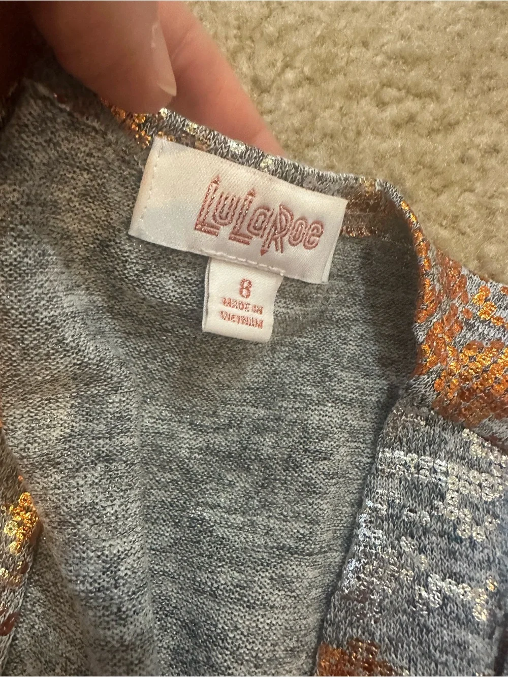 LuLaRoe Soraya Cardigan Size 8 Gold Silver Metallic Sparkle Pockets Discontinued